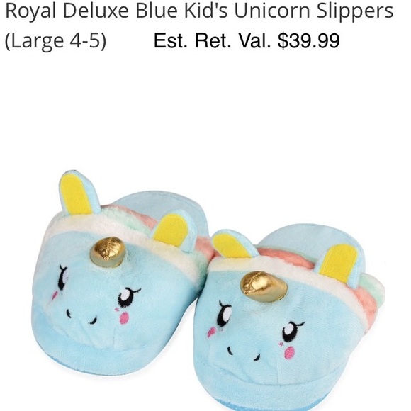 BLUE Unicorn SLIPPERS SZ L 4/5 NWT - Picture 2 of 6